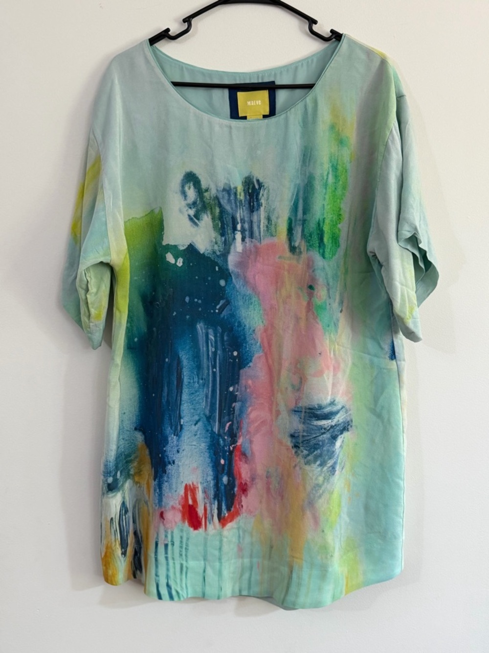 Anthropologie Maeve PAINTED SILK Watercolor Claire Desjardins Med Tunic Top Boho - Picture 2 of 8